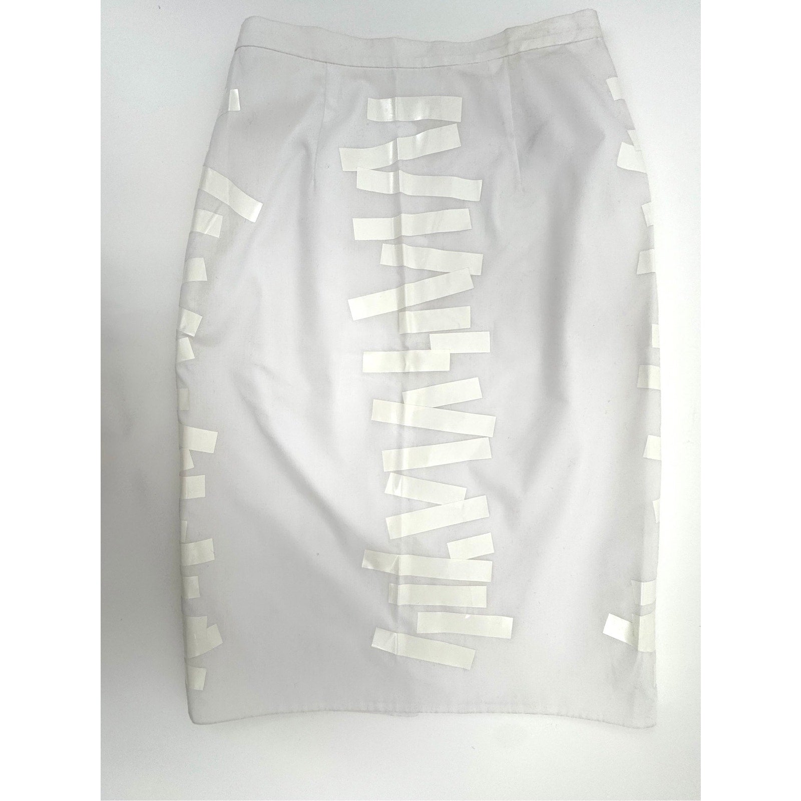 Christopher Kane White Satin Ribbon Appliqué Pencil Skirt EU 38 US 6