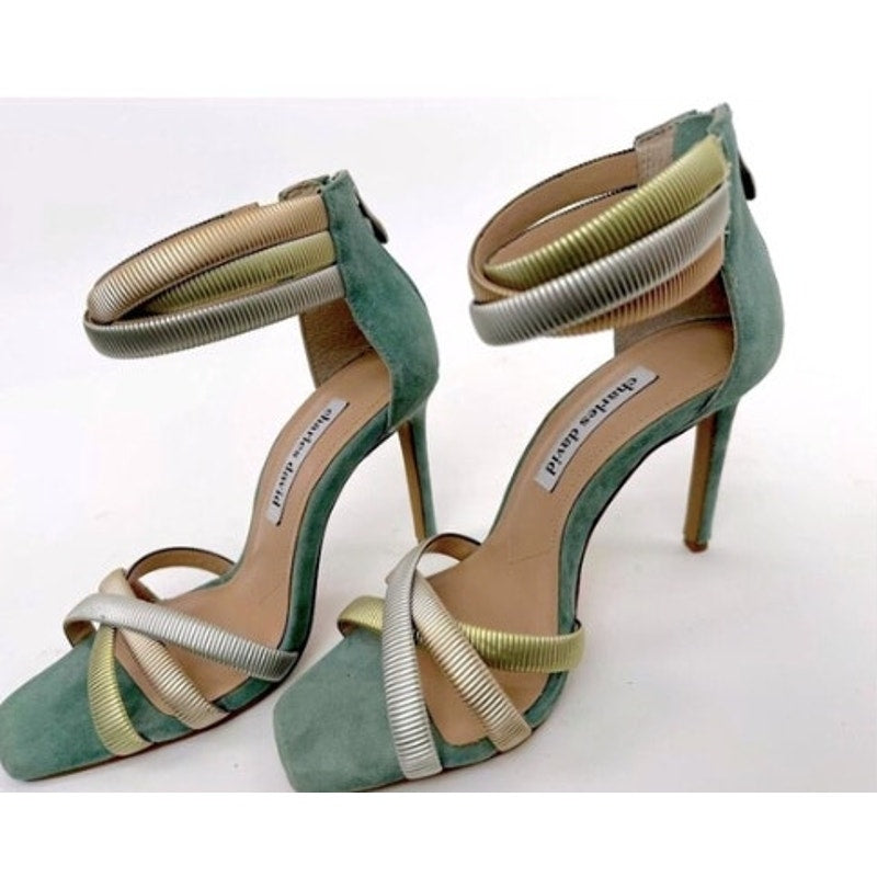 Charles David Women's Blue Electra Sandals Stiletto Suede Heels Size 8.5M