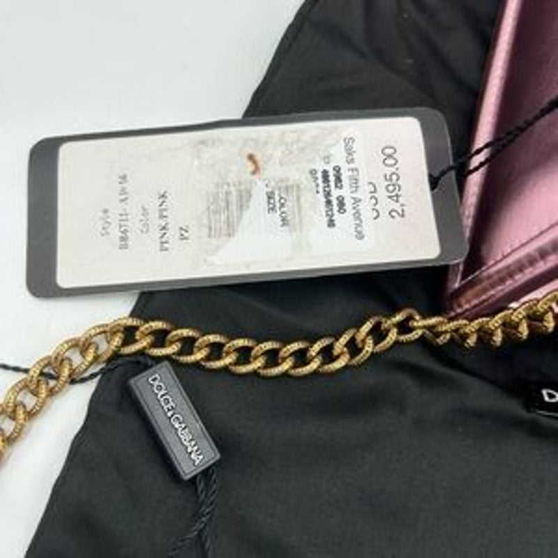 Women's Dolce & Gabanna pink leather top handle bejeweled bag made in Italy