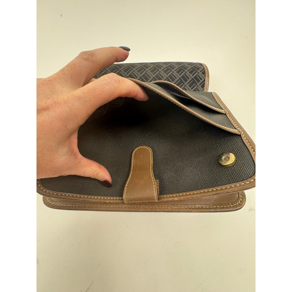 Alfred Dunhill Black & Brown PVC & Leather Clutch / Toiletry Pouch