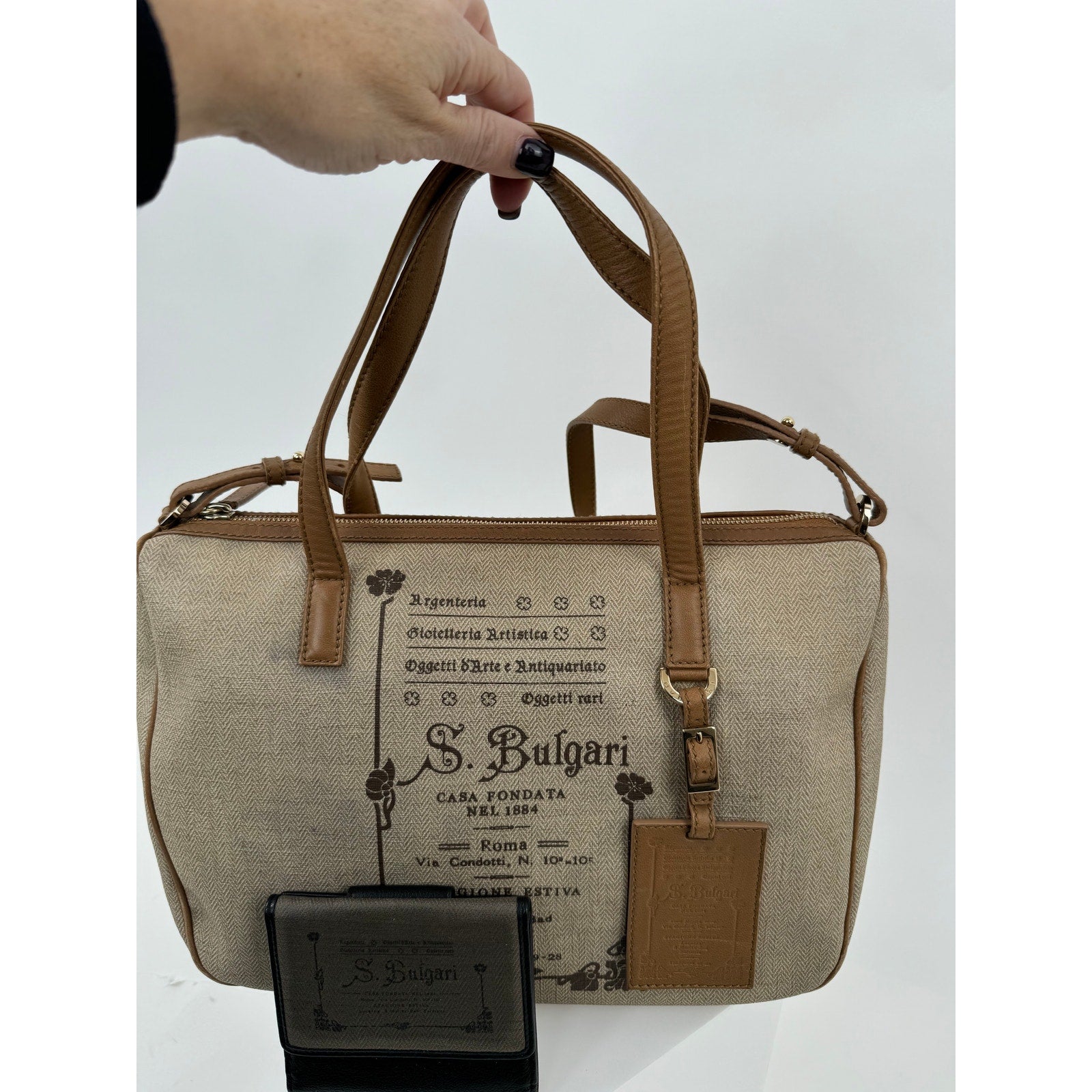 Bulgari Speedy Type Bag With Long Strap With Matching Trifold Wallet