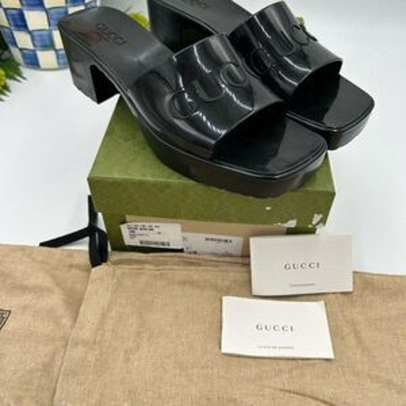 Women’s Gucci, rubber block, low heel slides, size 41 made in Italy