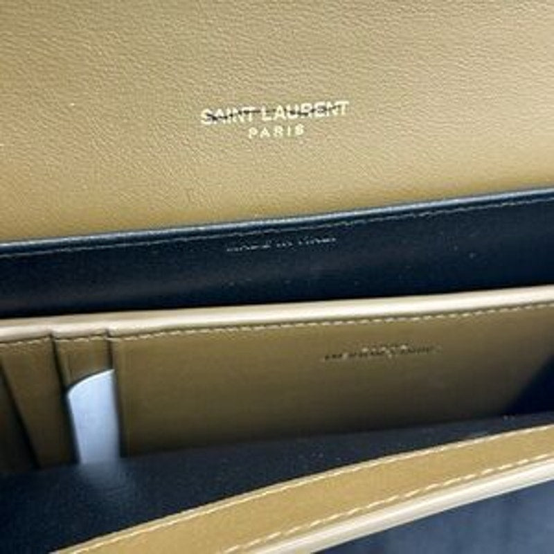 Saint Laurent Ysl Tan Leather Clutch/chain wallet made in Italy
