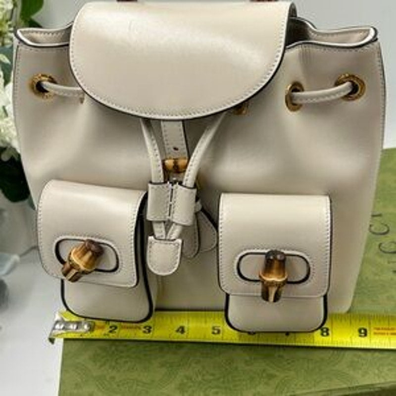 Gucci Leather bamboo backpack made in Italy NWT