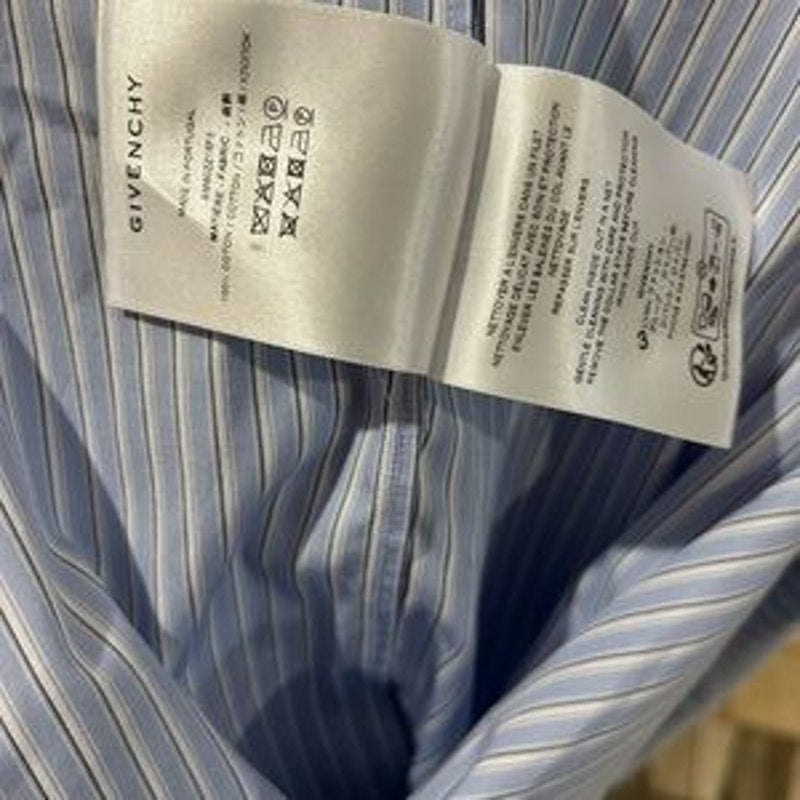 Men's Givenchy crest logo, striped short sleeve cotton Poplin shirt size 43
