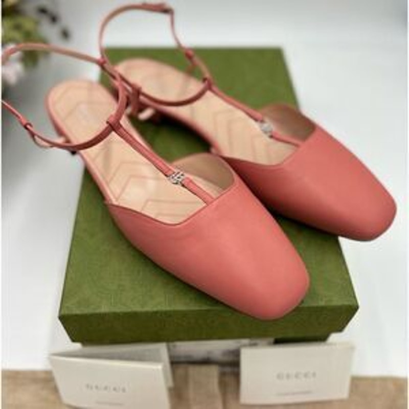 Women’s Gucci T strap, pink, leather GG ballet flats size 41 made in Italy