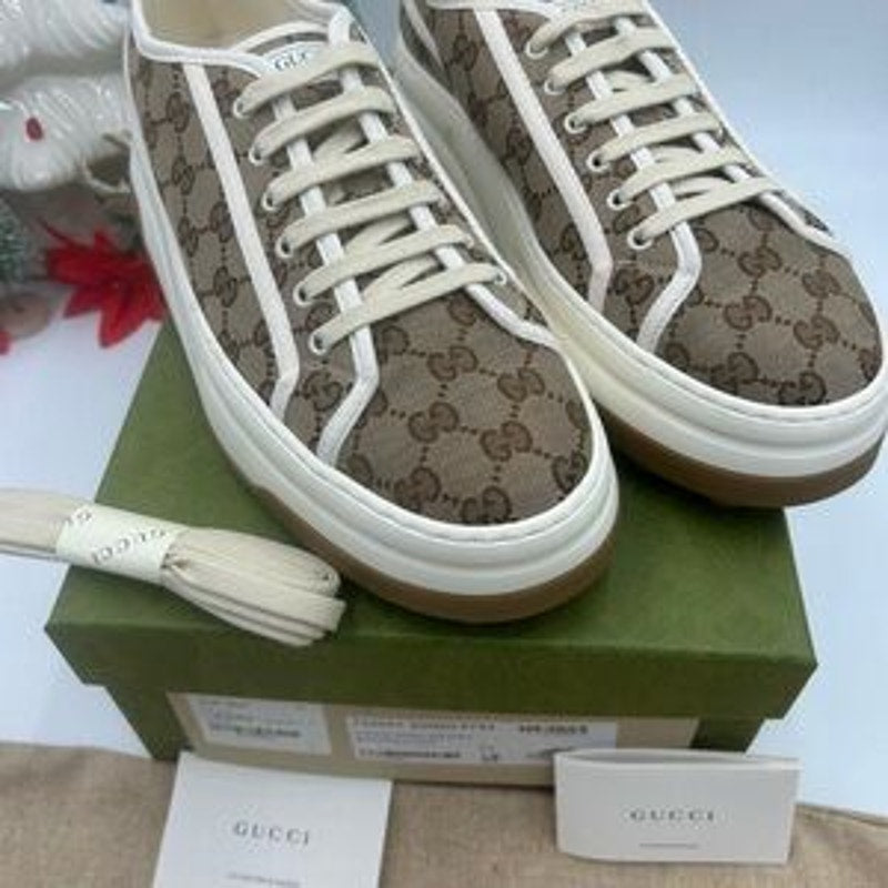 Gucci Brown GG Monogram low top platform Sneakers size 11 made in Italy