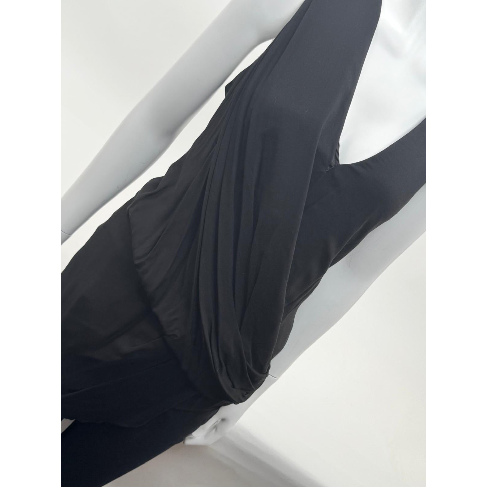Helmut Lang NWT Black Soft Drape Overlap Asymmetrical Hem Blouse Size L