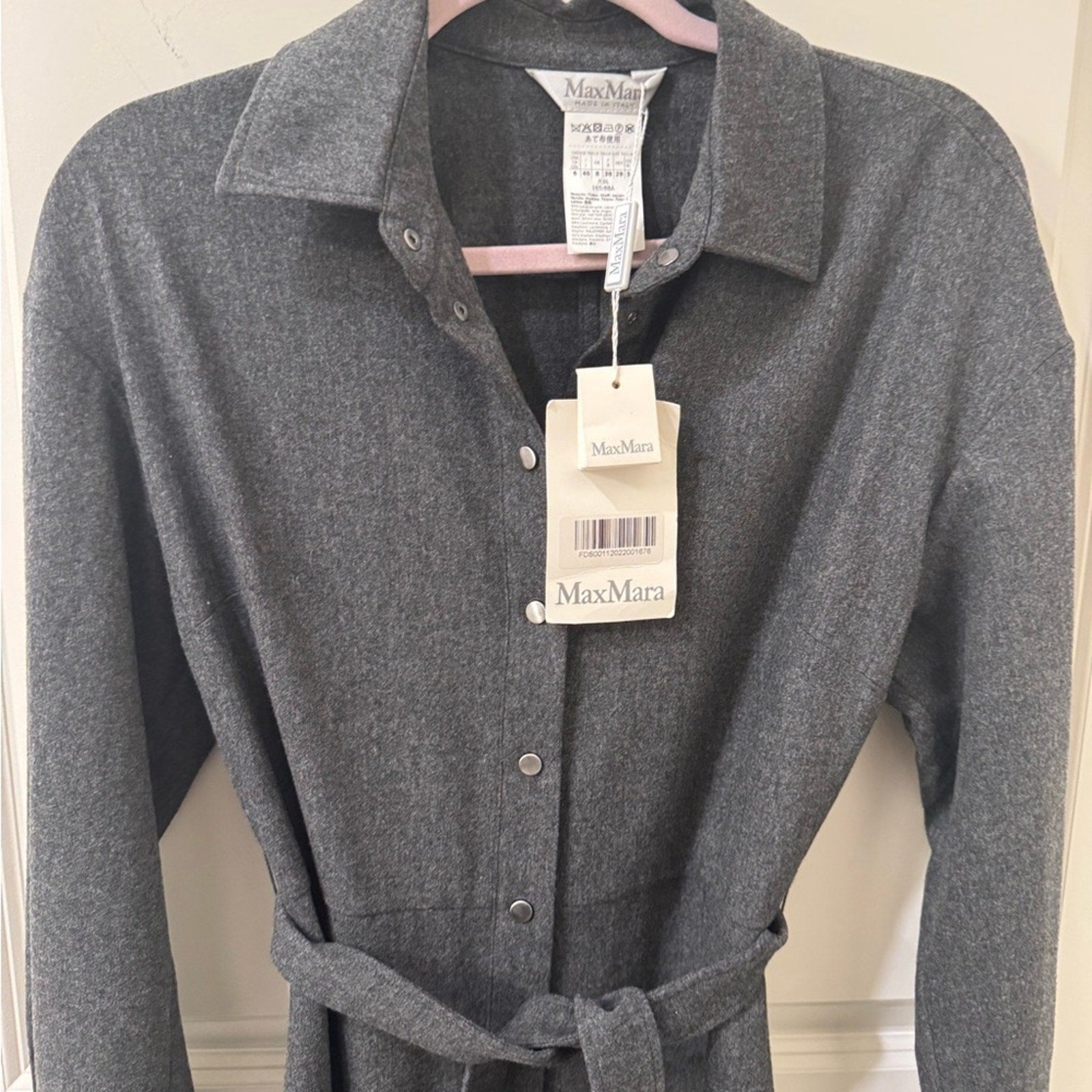MaxMara Charcoal Wool Blend Fabric