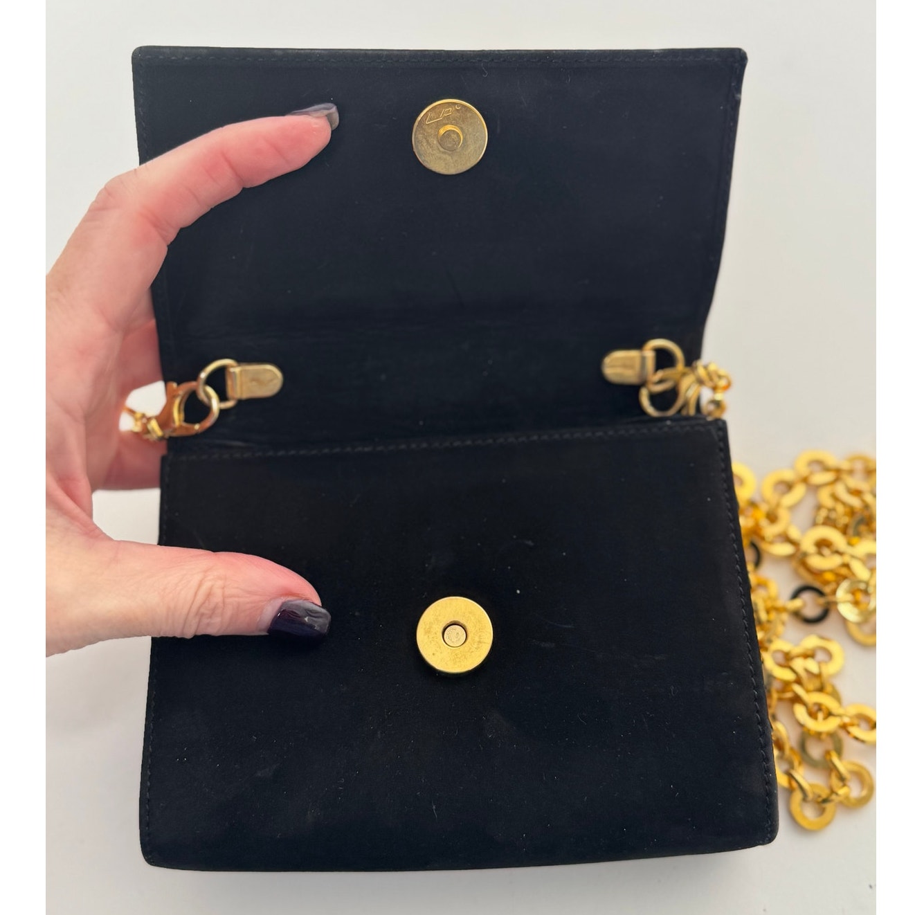 Ferragamo Black Ginny Suede Gold Removable Chain Shoulder Waist Belt Bag