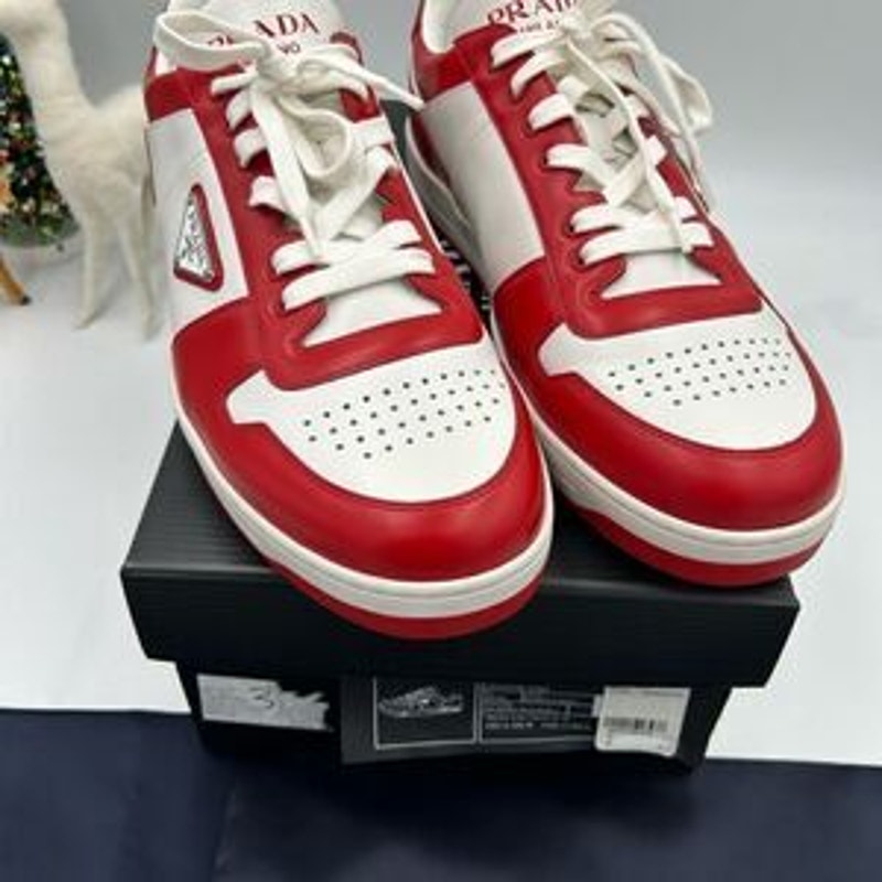 Men’s Prada downtown leather logo sneakers size 12.5 made in Italy