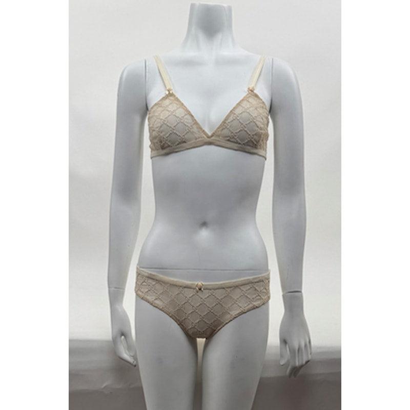 Women's Gucci NWT Cream GG Logo Lace Bra & Briefs Lingerie Set Size S