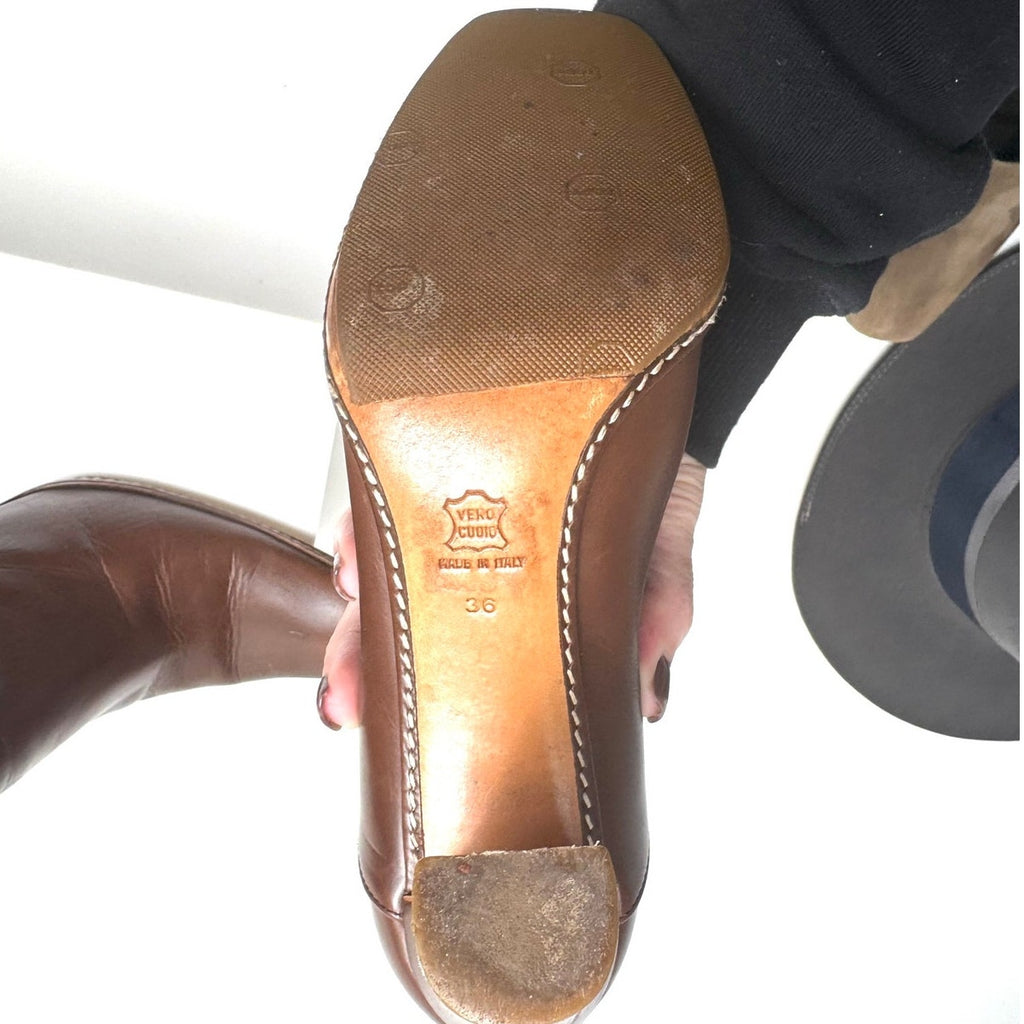 Jil Sander Brown Leather Zip-Up Heel Boots – Size 36 / US 6 – Made in Italy