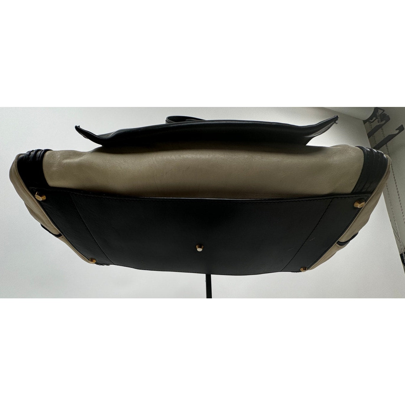 Chloe Black Cream Leather Colorblock Weekender Two Way Bag