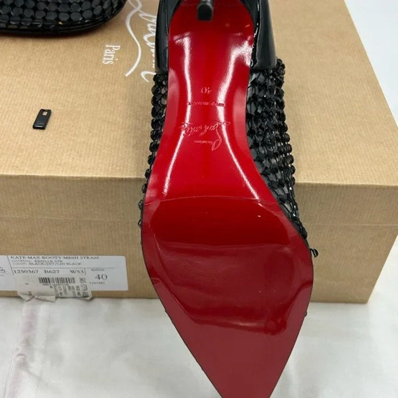 Women's Christian Louboutin, Kate Max 100 crystal embellished mesh/patent 40