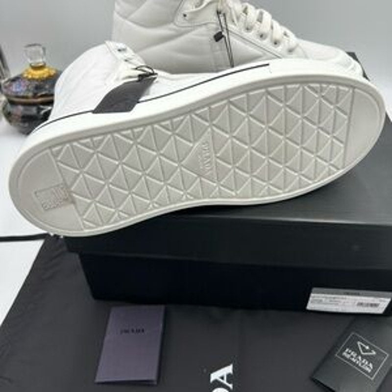 Women's Prada re-nylon leather hightop sneakers size 39.5 made in Italy