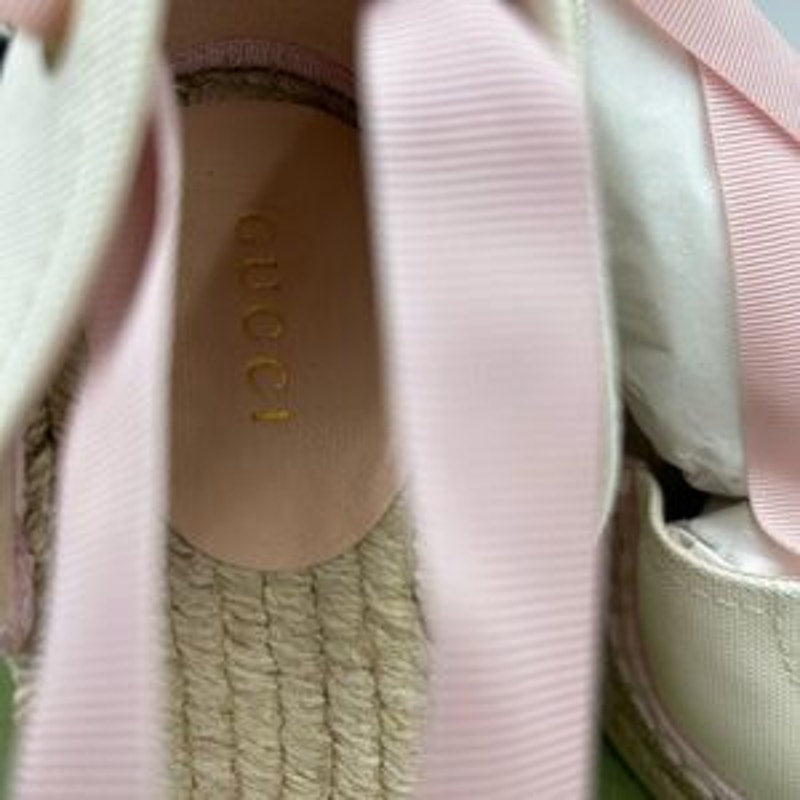 Women’s Gucci white/pink wedge espadrilles size 41 made in Spain