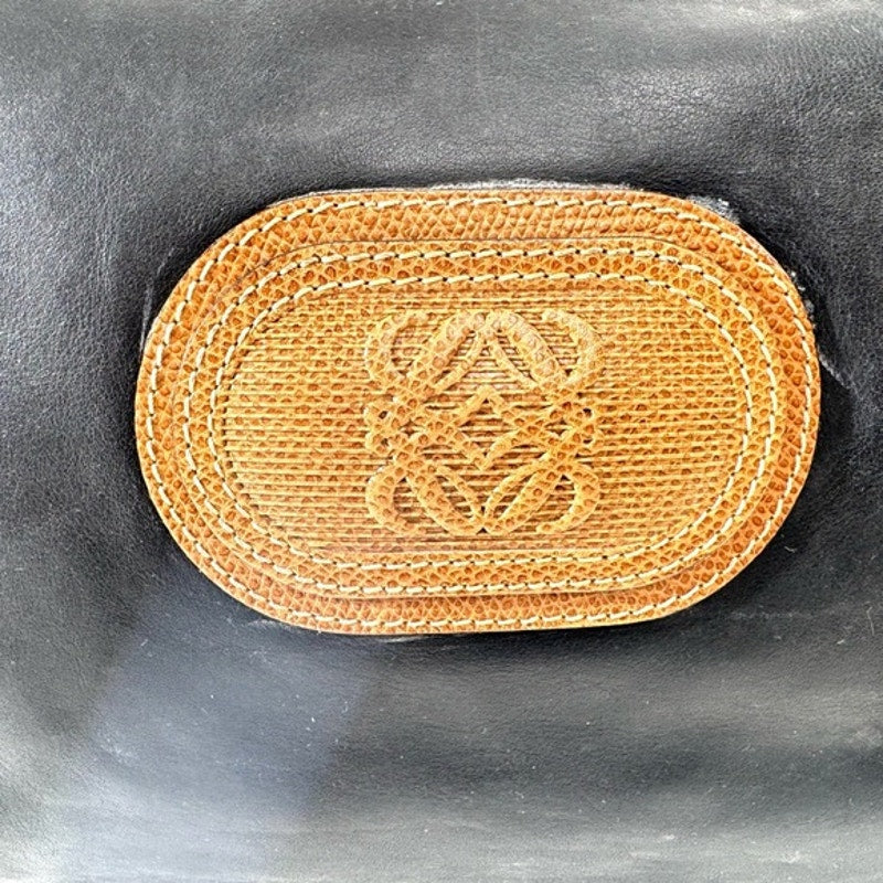 Loewe Black and Tan Leather Clutch