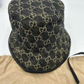 Unisex Gucci, GG denim black/beige bucket hat, size medium, made in Italy