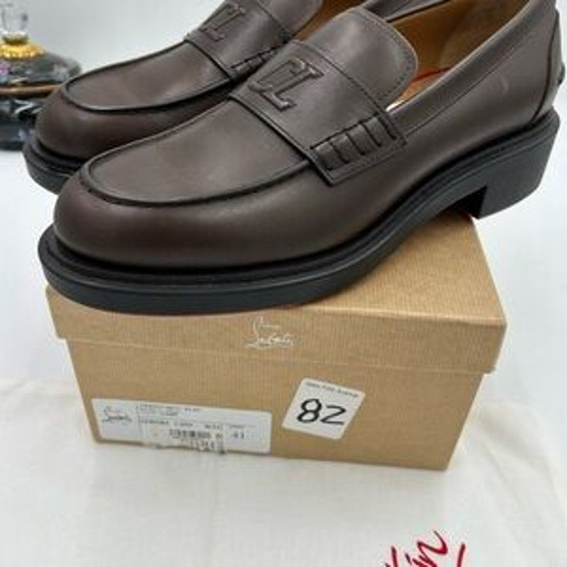 Men's Christian Louboutin Urbino moc Leather logo loafers size 41 made in Italy