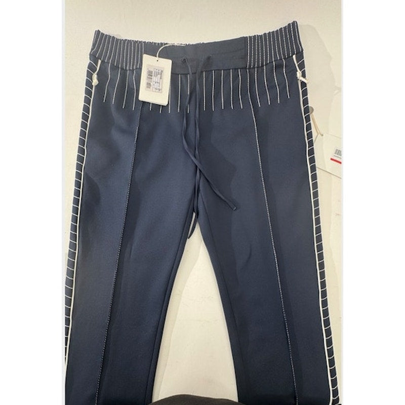 Women's Valentino Navy Blue & White NWT High Waist Drawstring Pants Size 44