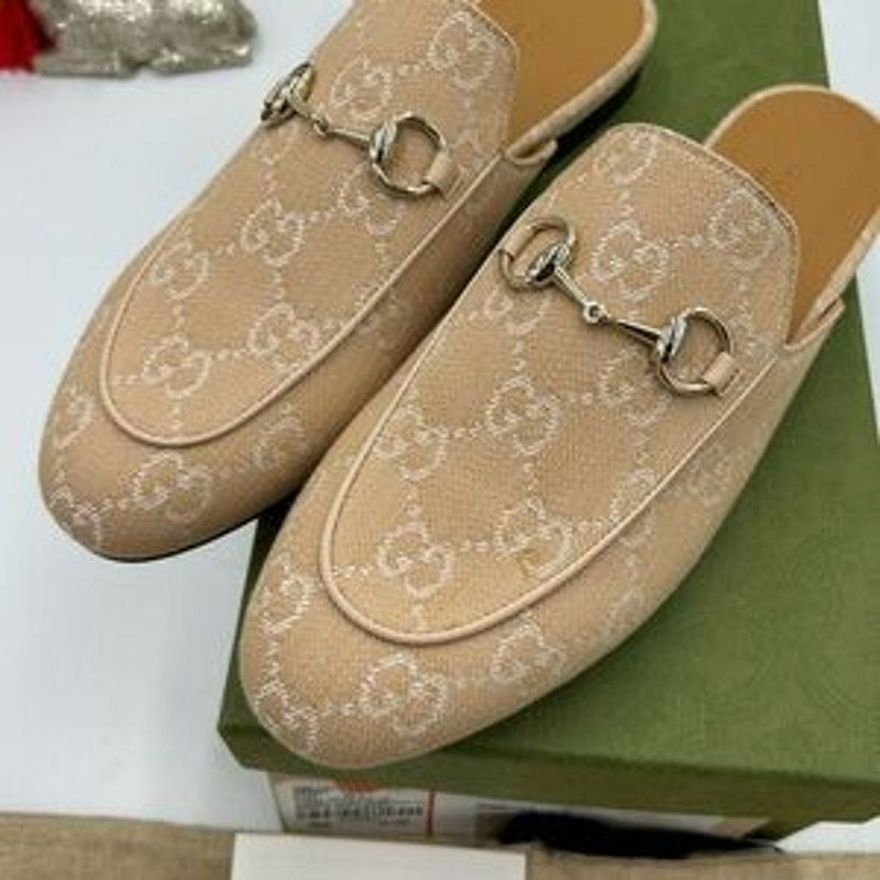 Women's Gucci canvas GG Princetown mules size 37.5 made in Italy