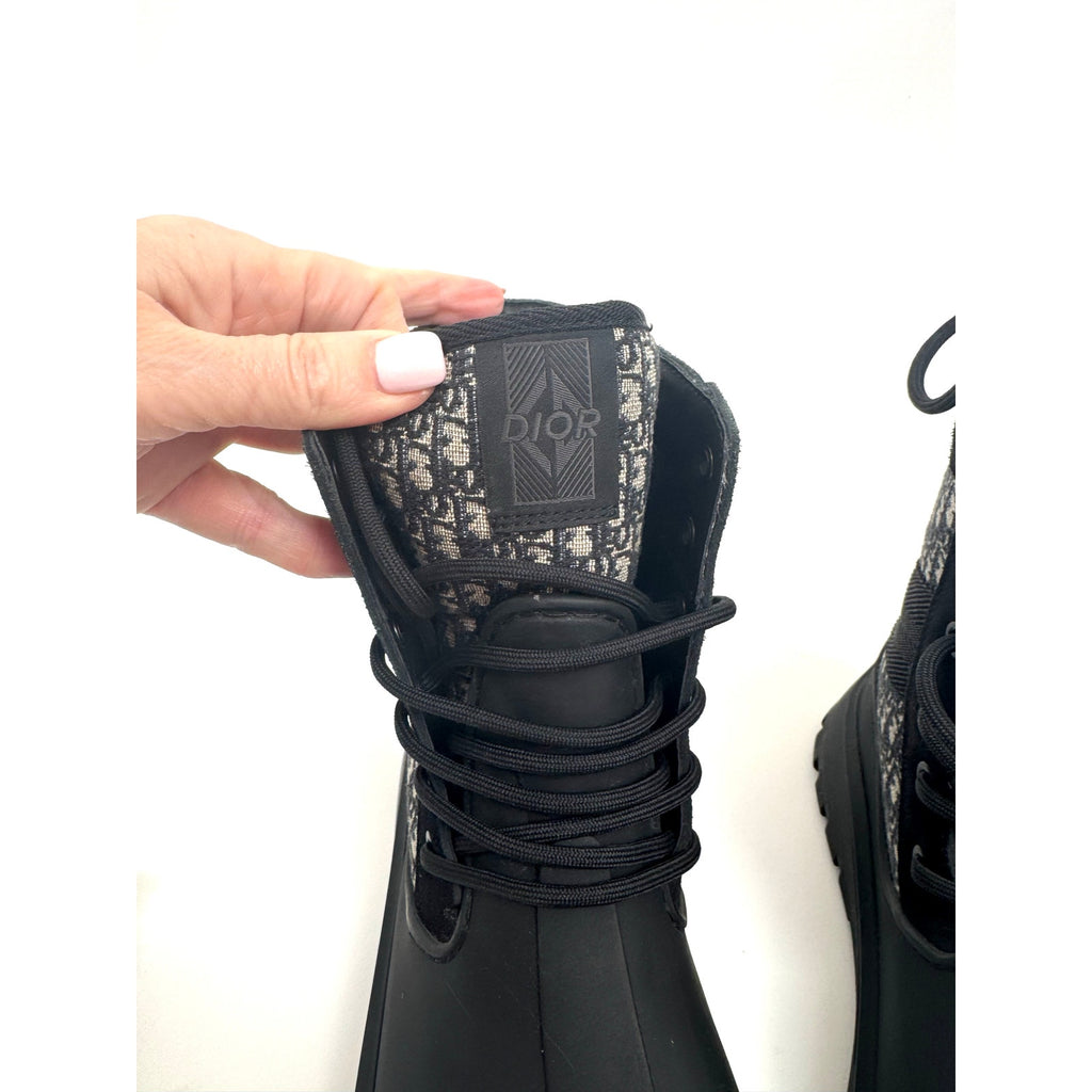 Men's Dior Garden Oblique Black/Beige Lace Up Combat Boots Size 41