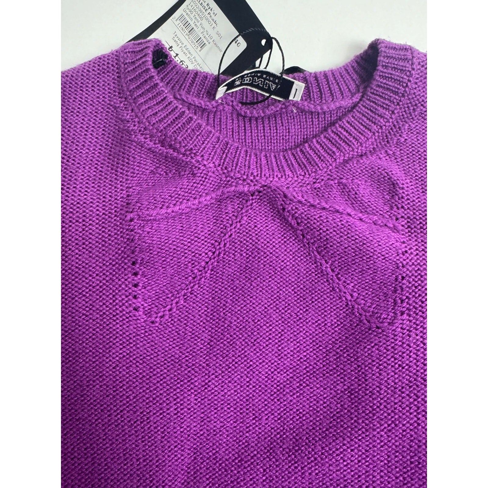 Sonia by Sonia Rykiel Purple Wool Cashmere Knit Sweater Dress Size FR 40 / US M