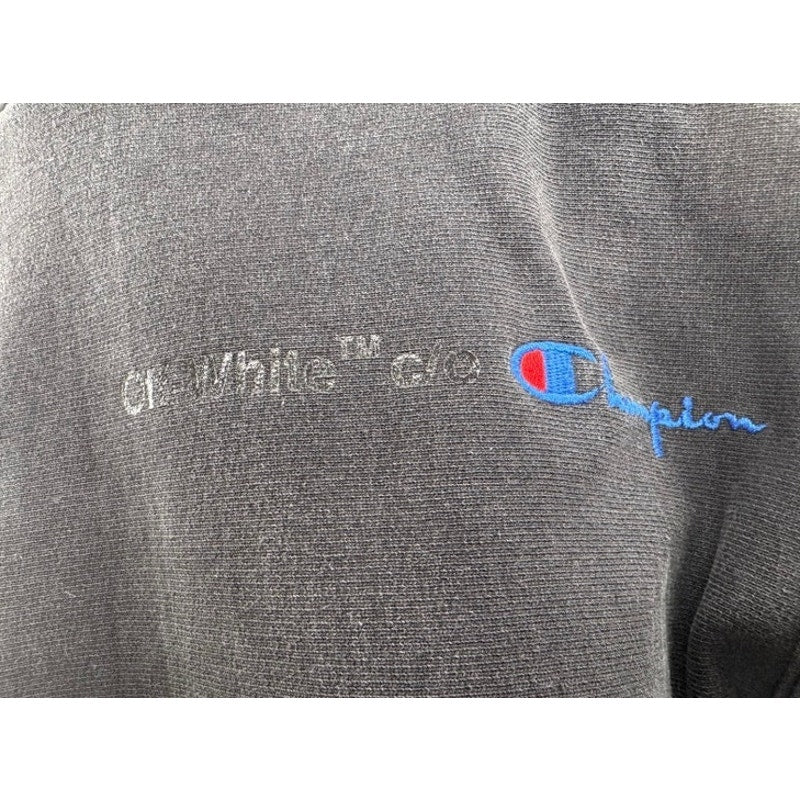 Men's OFF-WHITE × Champion Black Size M Rare Collab Rubber Arrow Hoodie
