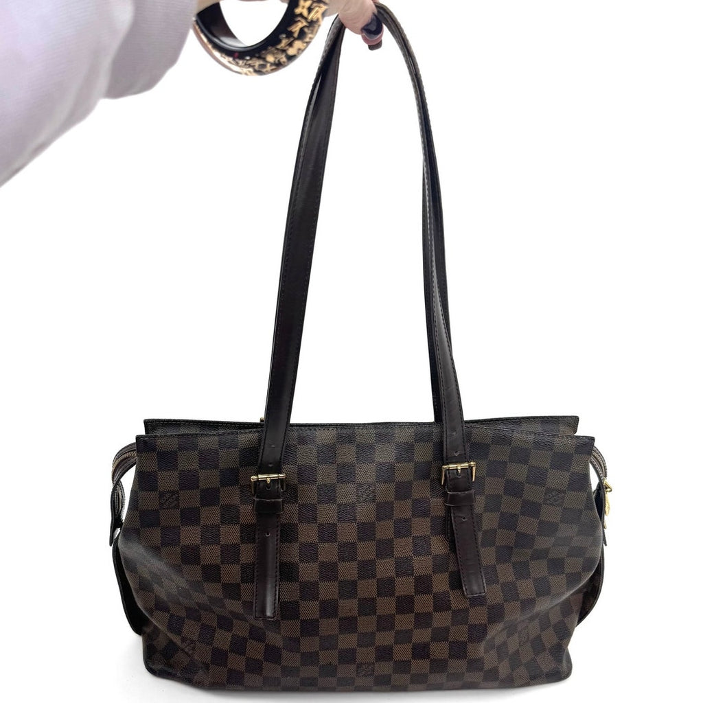 Louis Vuitton Brown Damier Ebene Chelsea Coated Canvas Top Zip Tote Bag