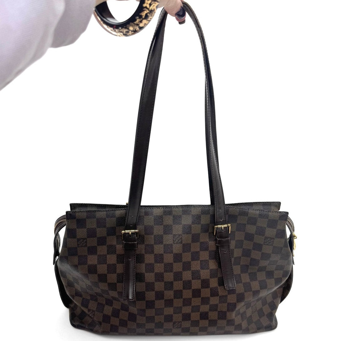 Louis Vuitton Brown Damier Ebene Chelsea Coated Canvas Top Zip Tote Bag