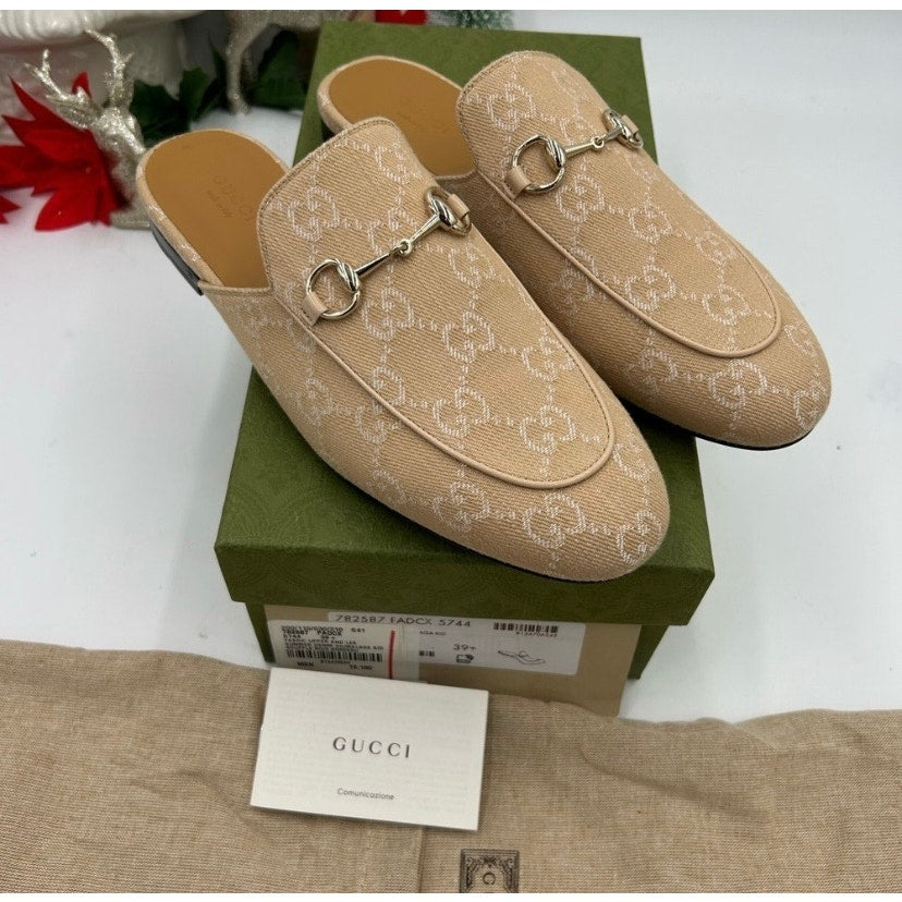 Women's Gucci GG canvas Princetown loafers size 39.5 made in Italy