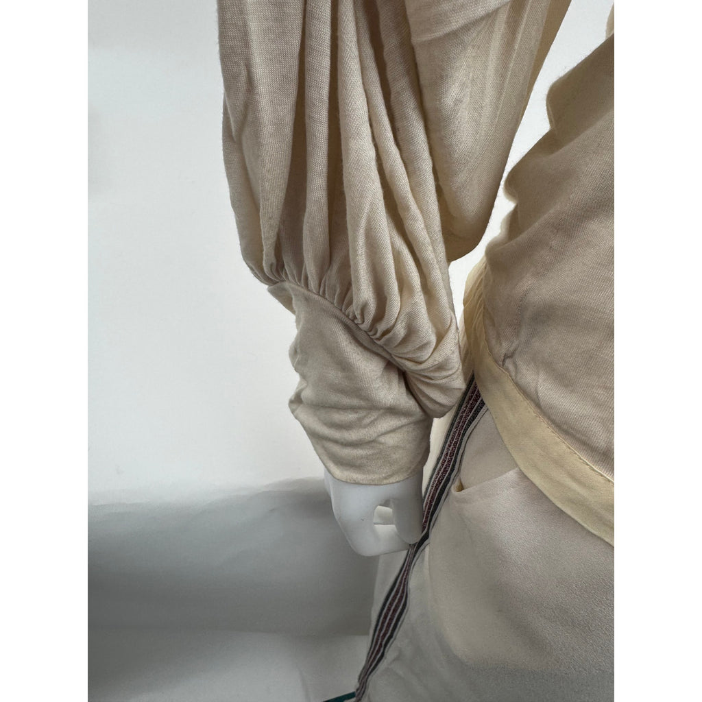 Bora Aksu Cream Ruffle Cotton Long Sleeve Button Front Blouse Size 10