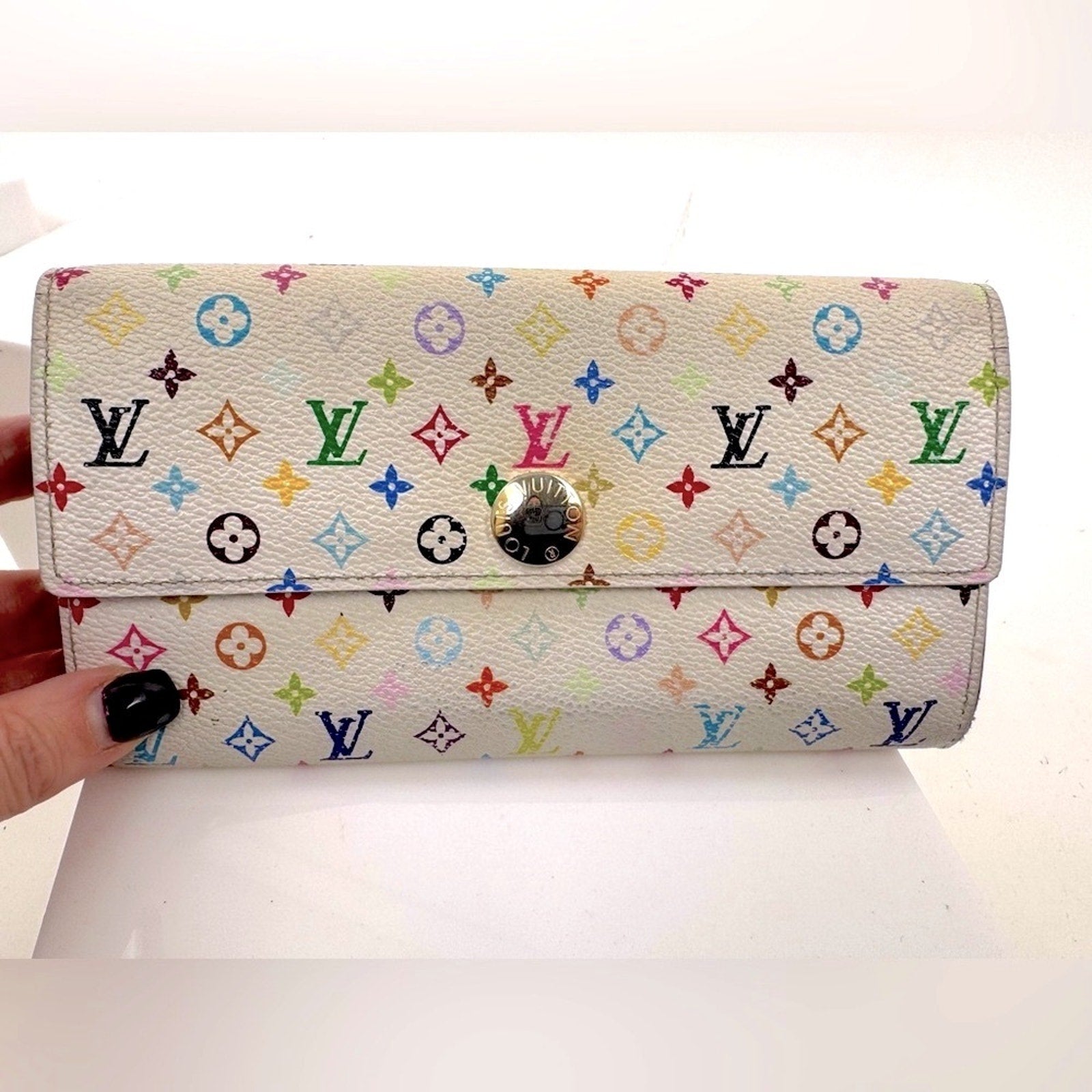 Louis Vuitton Murikami Monogram long wallet with rare blue interior-super clean