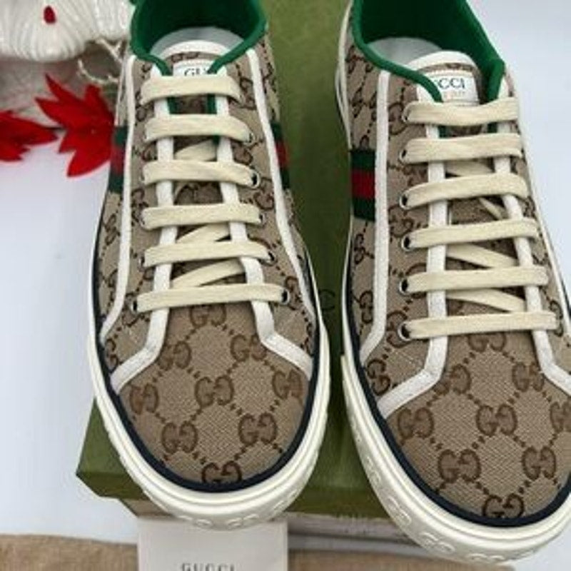 Gucci tennis 1977 low top GG canvas sneaker sized 11.5 fits 12 US made in Italy