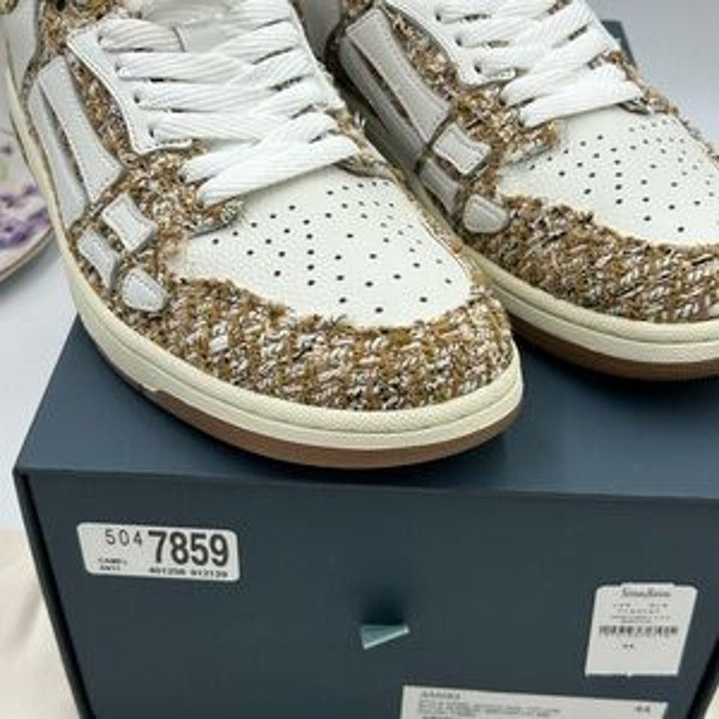 Men's AMIRI BOUCLE SKEL low top leather trimmed sneakers size 44