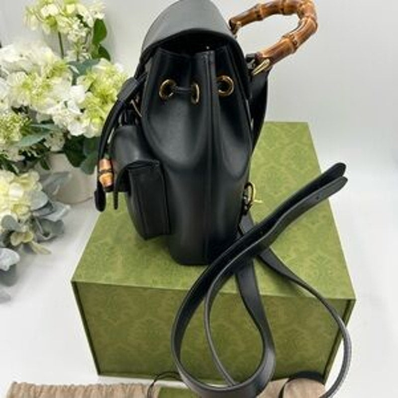 Gucci leather bamboo backpack made in Italy NWT