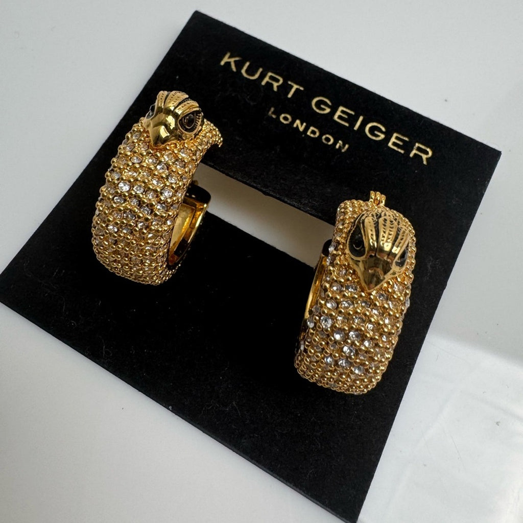 Kurt Geiger, Gold  plate Eagle hoops w/rhinestone embellishment throughout NWT’s