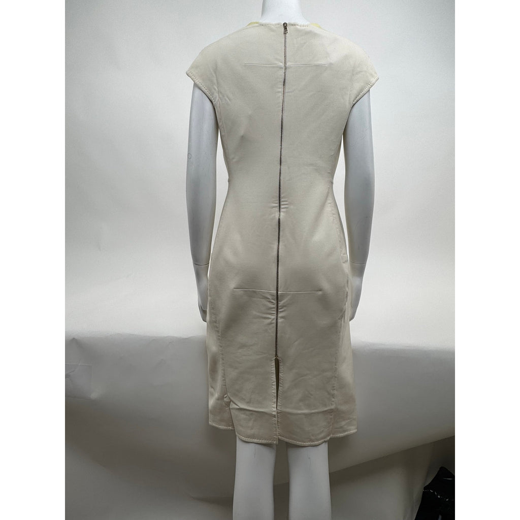 Aquilano Rimondi NWT Cream & Yellow Cap Sleeve Sheath Dress – Size 44