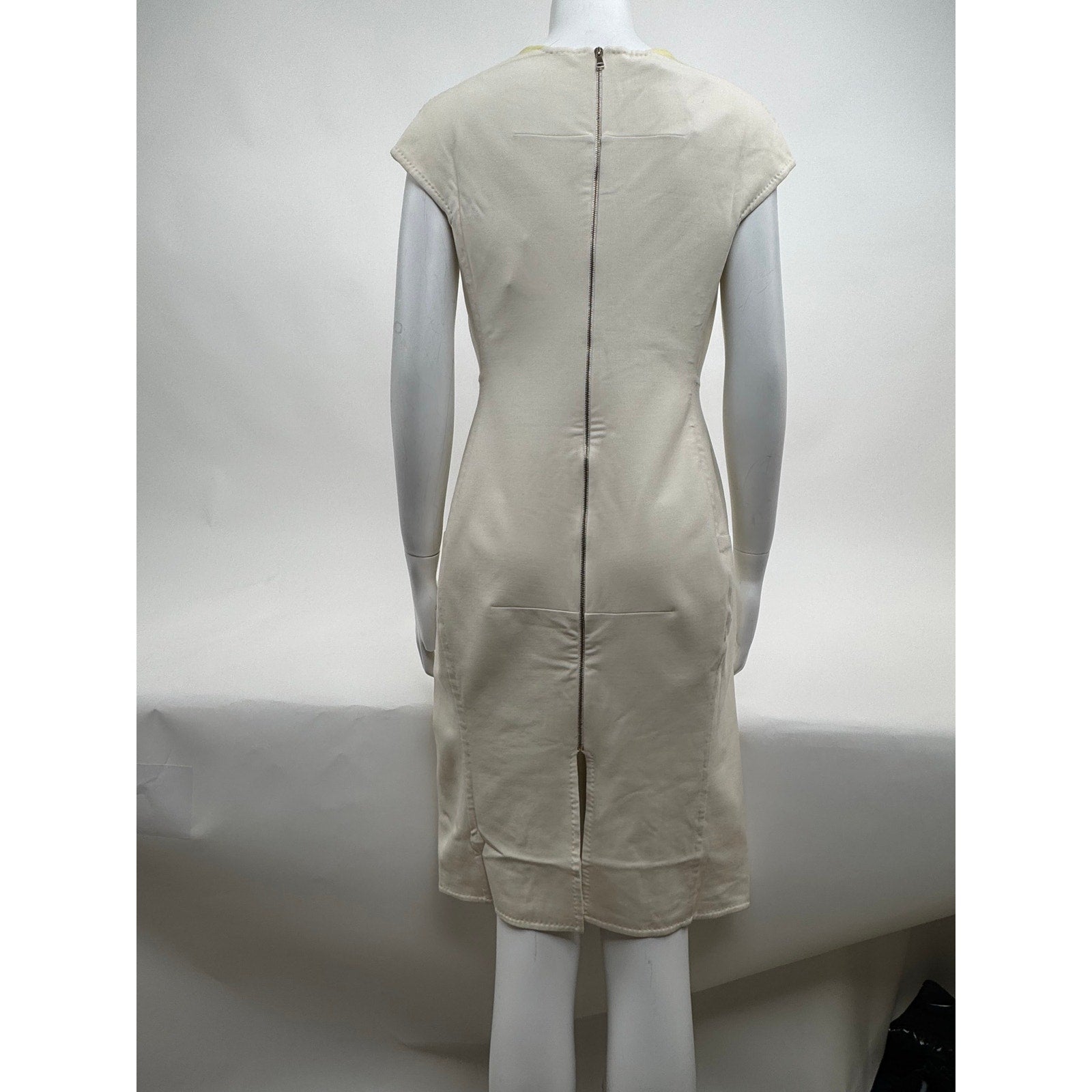 Aquilano Rimondi NWT Cream & Yellow Cap Sleeve Sheath Dress – Size 44