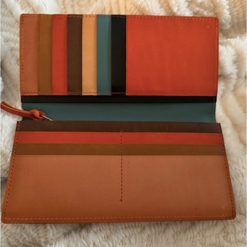 Craftwork Products Japan Made Deep Orange Colorblock Motif Long Wallet