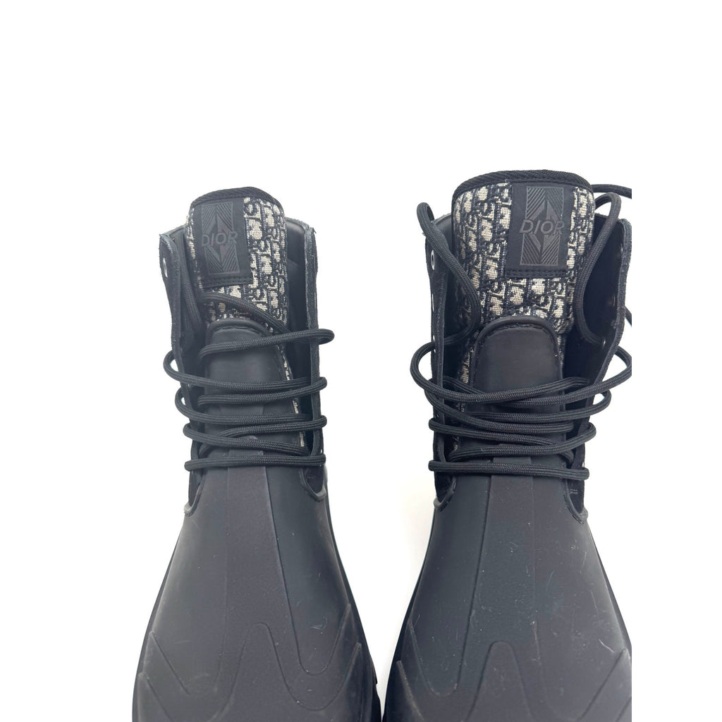 Men's Dior Garden Oblique Black/Beige Lace Up Combat Boots Size 41