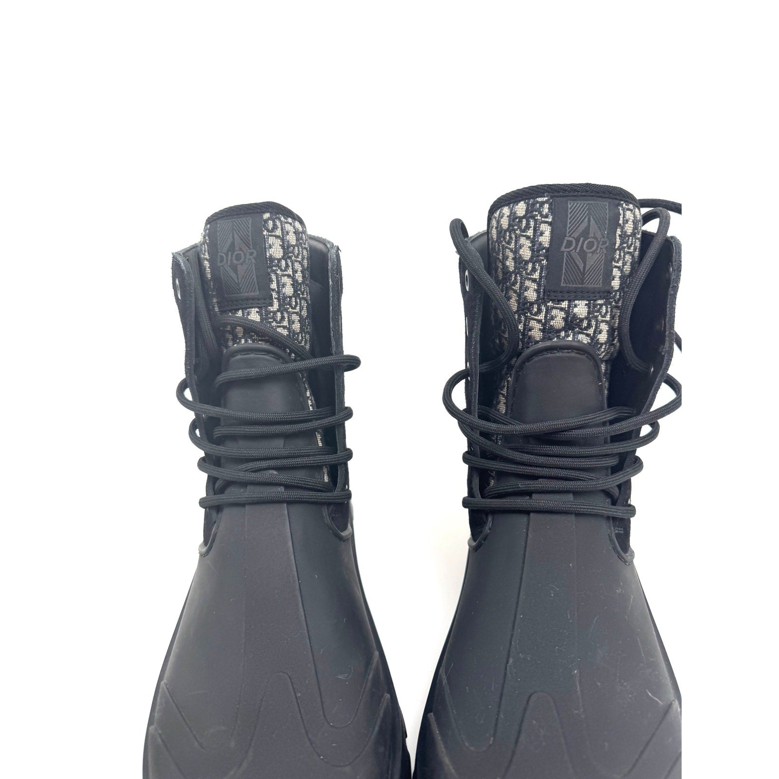 Men's Dior Garden Oblique Black/Beige Lace Up Combat Boots Size 41