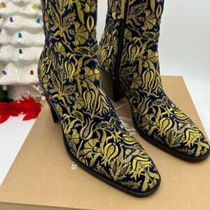 Christian Louboutin Mens LOUBI mystery OMERIC velvet with gold embroidery 42