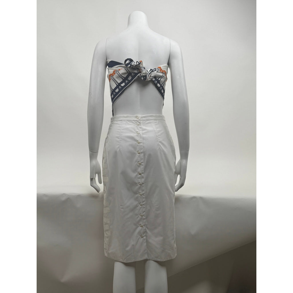 Christopher Kane White Satin Ribbon Appliqué Pencil Skirt EU 38 US 6
