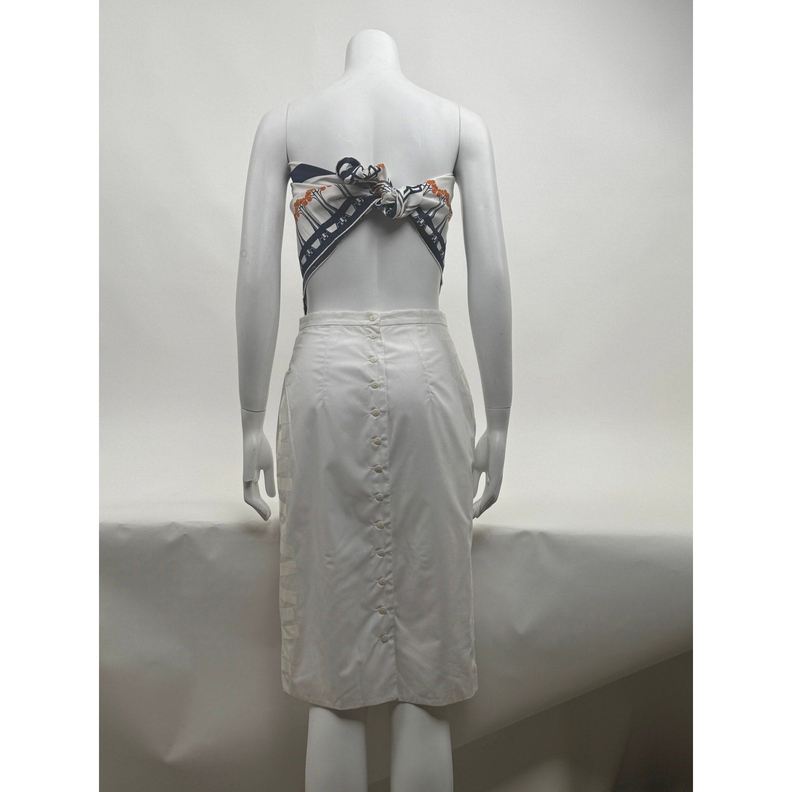 Christopher Kane White Satin Ribbon Appliqué Pencil Skirt EU 38 US 6