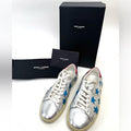 Men’s Saint Laurent Court Classic SL/06 Sneakers-blue star appliqués. Size 43.5