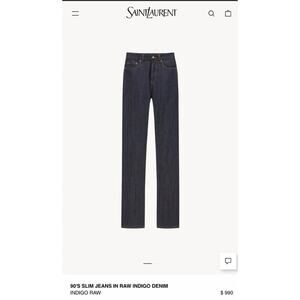 Saint Laurent 90'S SLIM JEANS IN RAW INDIGO DENIM NWT’s, Sz 31/8 Sold Out on YSL
