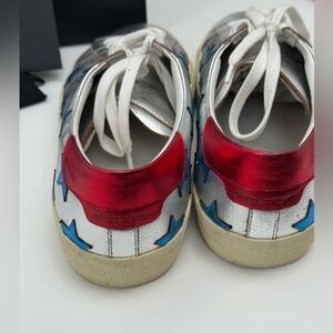 Men’s Saint Laurent Court Classic SL/06 Sneakers-blue star appliqués. Size 43.5