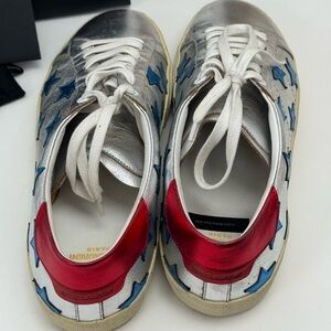 Men’s Saint Laurent Court Classic SL/06 Sneakers-blue star appliqués. Size 43.5
